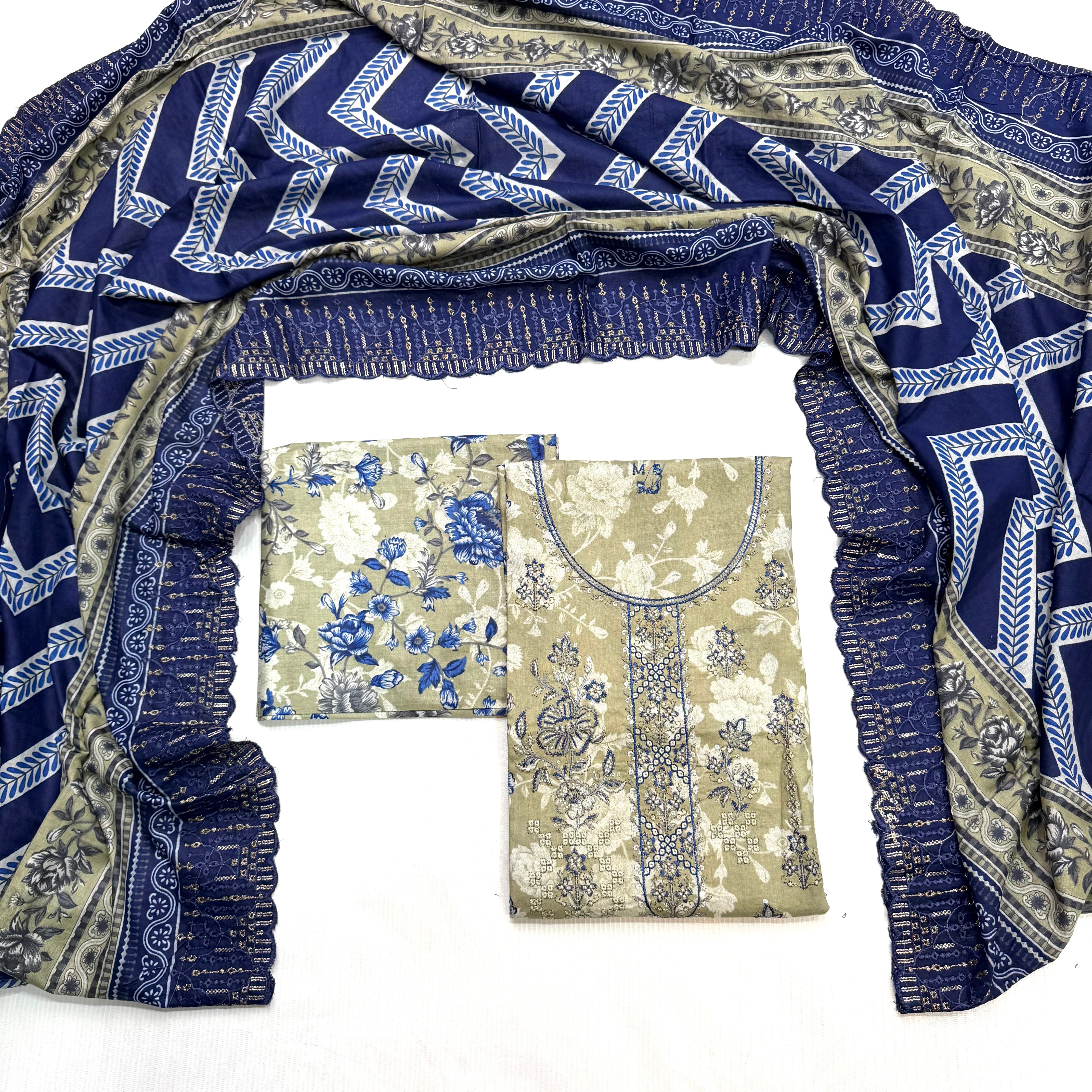 Bin Saeed Printed Embroidered 3PC Memon Clothes